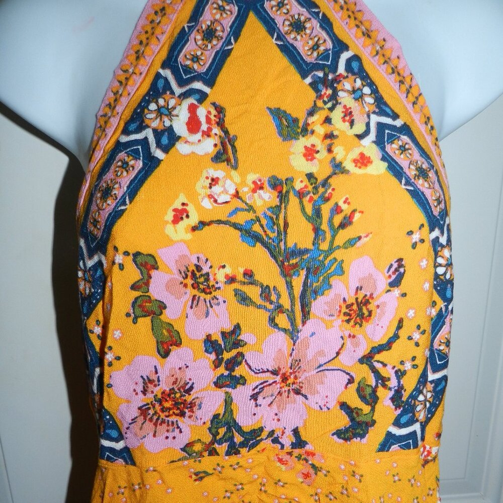 Free People New Wave Yellow💐Floral Halter 🌸Top M MSRP $108 Boho🆕📦⌚🏃💨⚡🚚 - Picture 8 of 16